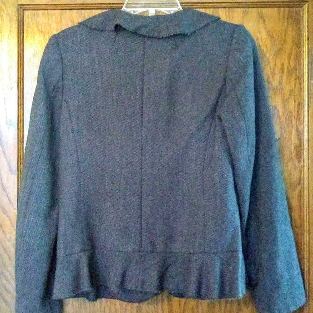 J. Crew Gray Wool Tweed Ruffle-Trim Blazer - Picture 2 of 5